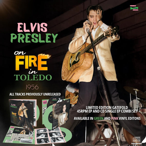 ELVIS PRESLEY ON FIRE IN TOLEDO - 1956 (GREEN VINYL + CD) Vinyl 7" EP
