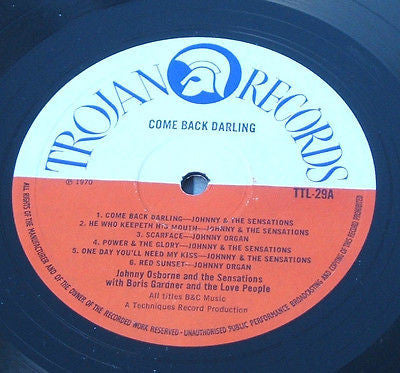 johnny osbourne come back darling original uk 1970 trojan label