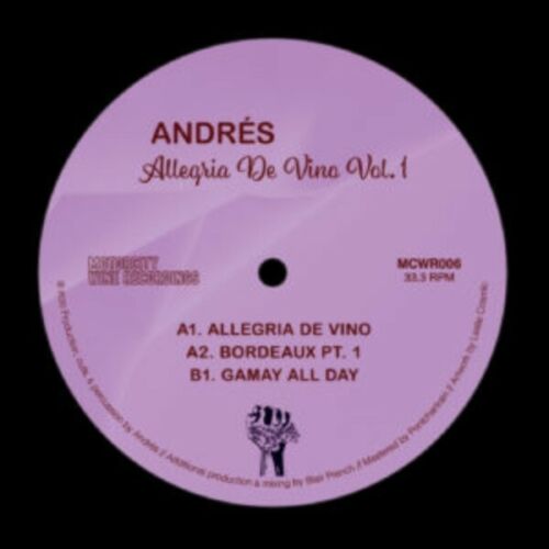 ANDRÉS- ALLEGRIA DE VINO VOL.1 7" VINYL ep MCWR006 pew order