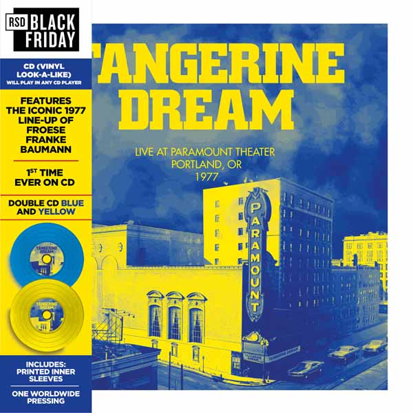 TANGERINE DREAM PORTLAND CONCERT - APRIL 20TH, 1977 (2CD BLUE & YELLOW COLOUR - BLACK FRIDAY 2026) Compact Disc Double