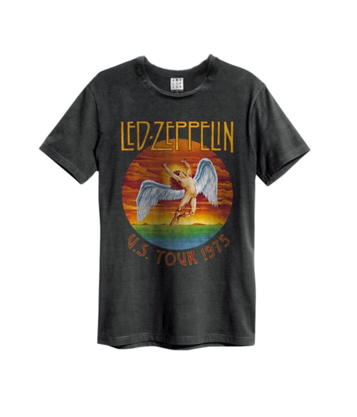 Led Zeppelin - Tour 75 Amplified Vintage Charcoal  T Shirt