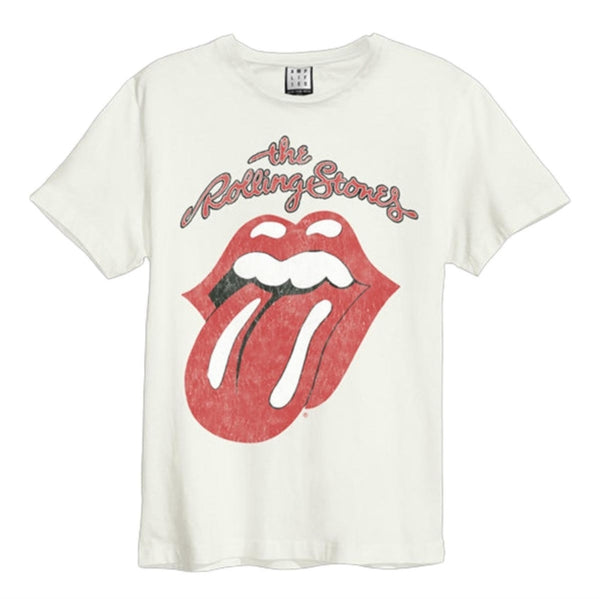 Rolling Stones Vintage Tongue Amplified  Vintage White T Shirt