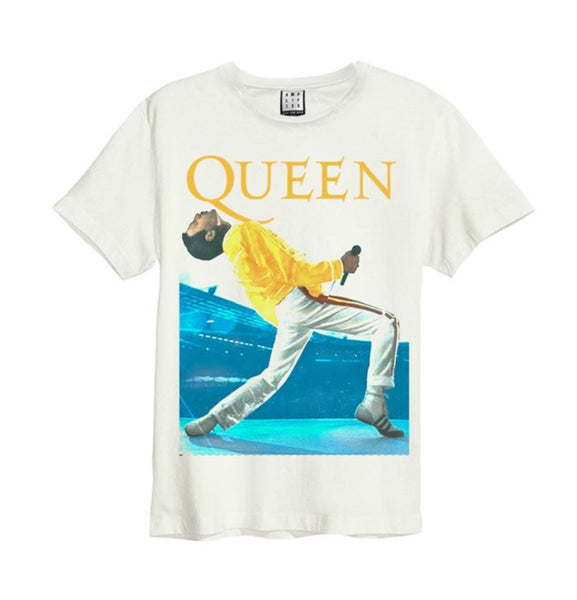 Queen - Freddie Triangle Amplified Vintage White T Shirt