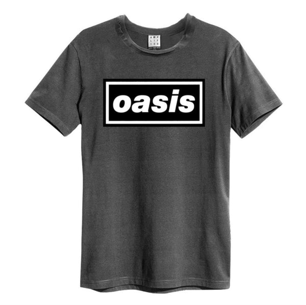 Oasis Logo Amplified Vintage Charcoal  T Shirt