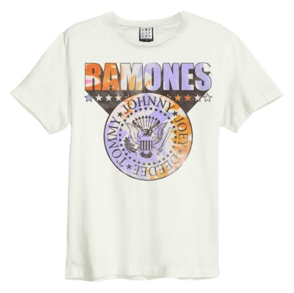 Ramones - Tie Dye Shield Amplified Vintage White X Large T Shirt