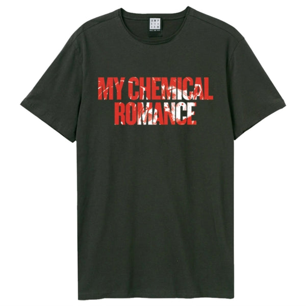 My Chemical Romance Blood Splatter Logo Amplified Vintage Charcoal T Shirt