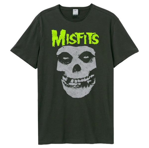 Misfits Neon Skull Amplified Vintage Charcoal T Shirt