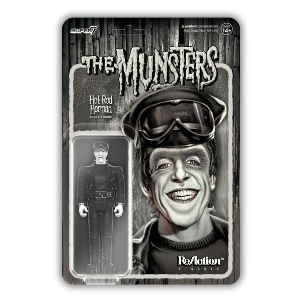 Munsters Reaction Figures Wave 3 - Hot Rod Herman (Grayscale) super 7