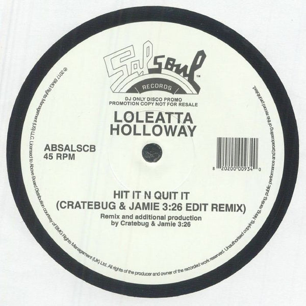 Loleatta HOLLOWAY Hit It N Quit It (Cratebug &amp; Jamie 3:26 Edit Remix) (reissue) (1-sided 12") Salsoul