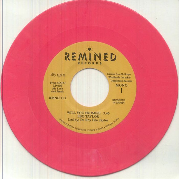 Ebo TAYLOR Will You Promise (mono) ('salmon' pink marbled vinyl 7" (indie exclusive)) Colemine US