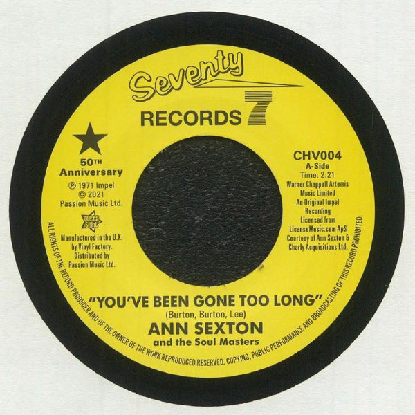 ANN SEXTON You've Been Gone Too Long (7" repress) Outta Sight
