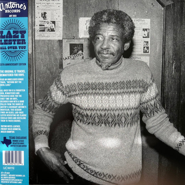 All Over You (25th Anniversary Edition) Orange/Blue Splatter Vinyl Artist LAZY LESTER Format:LP Label:ANTONE'S RECORDS