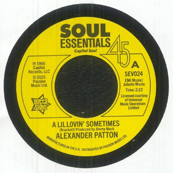 Alexander PATTON A Lil Lovin' Sometimes (7") Outta Sight - punk to funk heaven