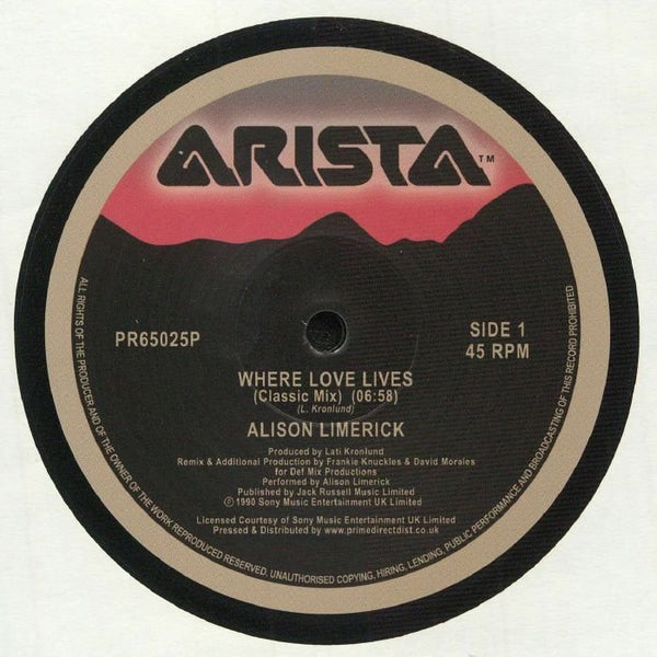 Alison LIMERICK Where Love Lives (30th Anniversary Edition) (12") Arista - punk to funk heaven