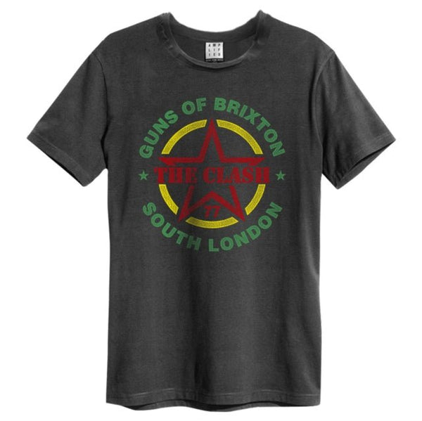Clash Guns Of Brixton Amplified Vintage Charcoal T Shirt - punk to funk heaven