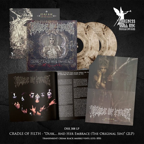 CRADLE OF FILTH DUSK AND HER EMBRACE (THE ORIGINAL SIN) (CREAM / BLACK MARBLE VINYL) Vinyl Double Album - punk to funk heaven