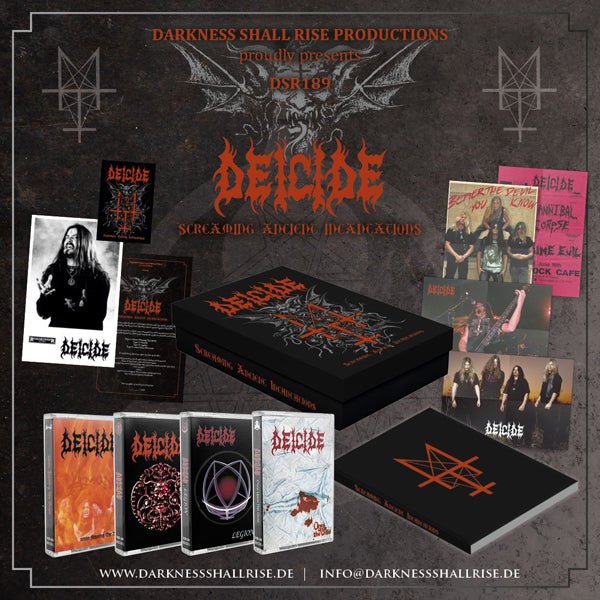 DEICIDE SCREAMING ANCIENT INCANTATIONS (4 CASSETTE BOX SET W/ BOOK, PATCH & POSTERS) MUSIC CASSETTE box set - punk to funk heaven