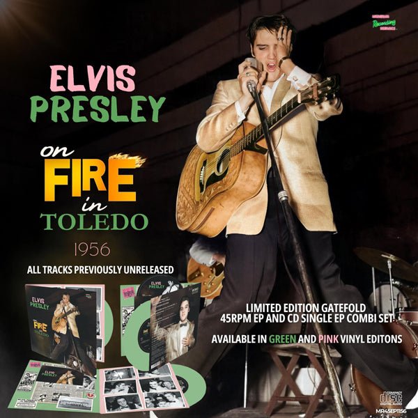 ELVIS PRESLEY ON FIRE IN TOLEDO - 1956 (GREEN VINYL + CD) Vinyl 7" EP - punk to funk heaven