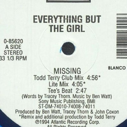 EVERYTHING BUT THE GIRL Missing (black vinyl 12") - punk to funk heaven