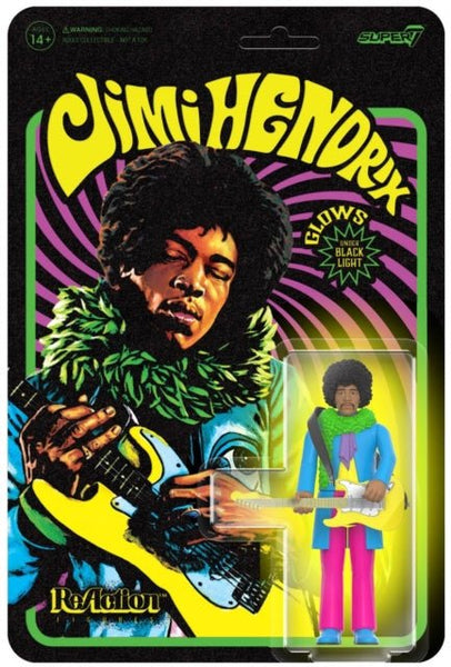 Jimi Hendrix Reaction Figures - Jimi Hendrix Blacklight (Are You Experienced) super 7 - punk to funk heaven