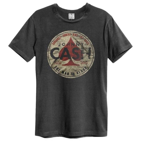 Johnny Cash - The Man In Black Amplified Vintage Charcoal T Shirt - punk to funk heaven