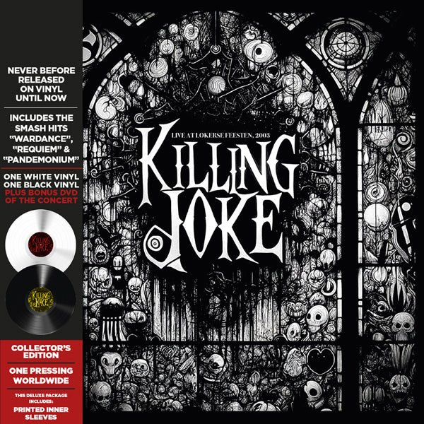 KILLING JOKE LIVE AT LOKERSE FEESTEN, 2003 (BLACK/WHITE 2LP+DVD) VINYL DOUBLE ALBUM - punk to funk heaven