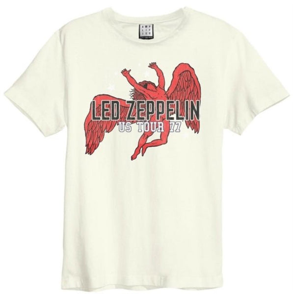 Led Zeppelin Us Tour 77 (Icarus) Amplified Vintage White T Shirt - punk to funk heaven
