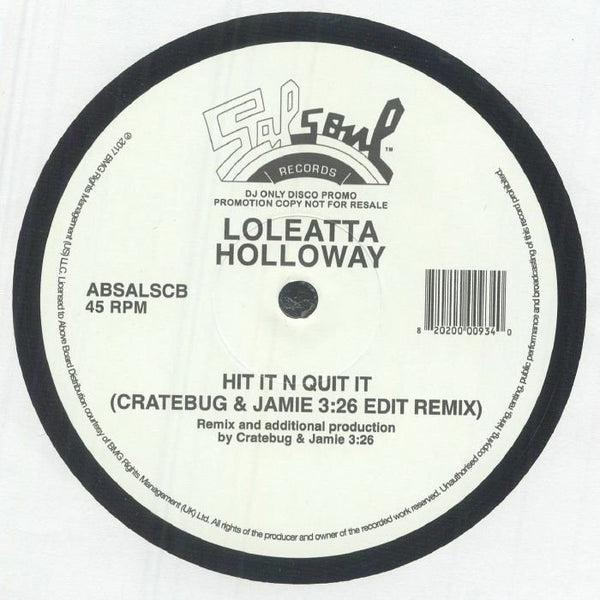Loleatta HOLLOWAY Hit It N Quit It (Cratebug &amp; Jamie 3:26 Edit Remix) (reissue) (1 - sided 12") Salsoul - punk to funk heaven