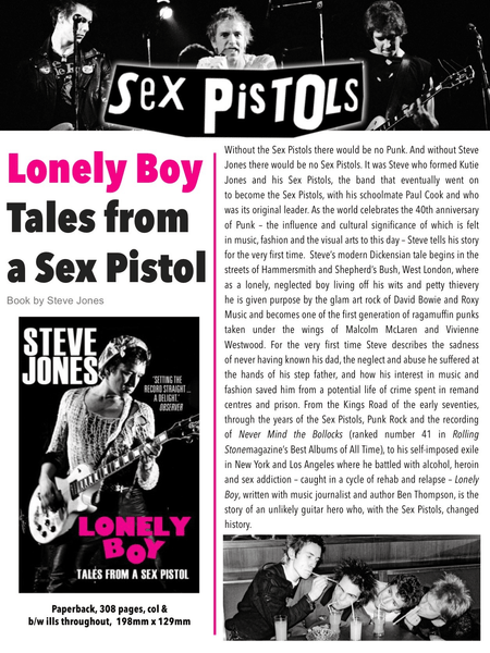 Lonely Boy: Tales From A Sex Pistol By Steve Jones book - punk to funk heaven