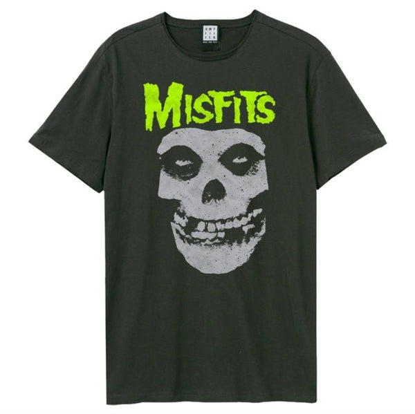 Misfits Neon Skull Amplified Vintage Charcoal T Shirt - punk to funk heaven