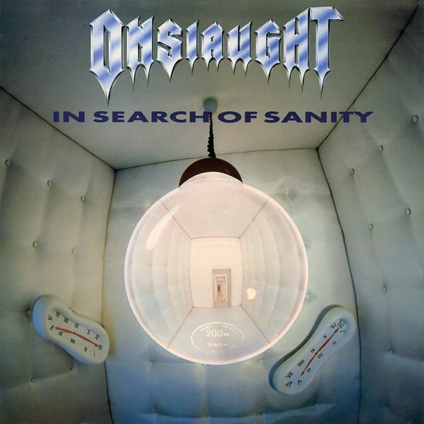 ONSLAUGHT IN SEARCH OF SANITY (GREY W/ BLACK SPLATTER VINYL) VINYL DOUBLE ALBUM - punk to funk heaven