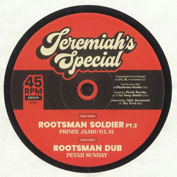 PRINCE JAMO / OLM / PETAH SUNDAY Rootsman Soldier Part 2 Jeremiah's Special Format: 7" - punk to funk heaven