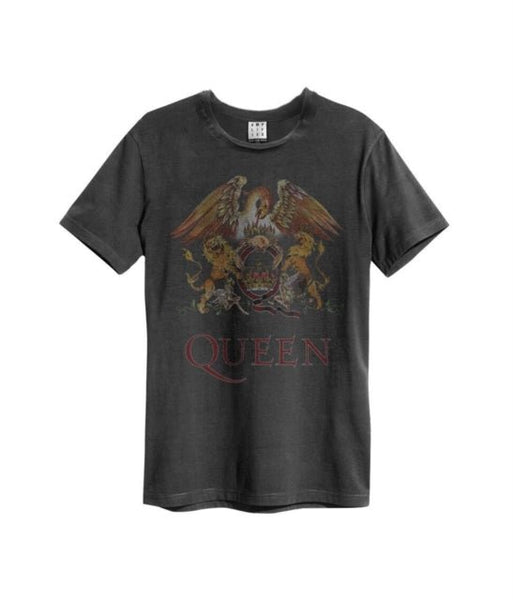 Queen - Colour Crest Amplified Vintage Charcoal X Large T Shirt - punk to funk heaven