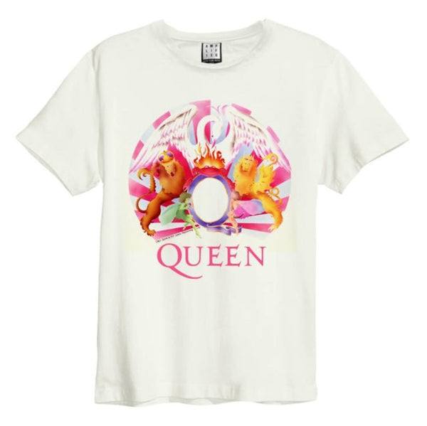 Queen - Night At The Opera Crest Amplified Vintage White T Shirt - punk to funk heaven