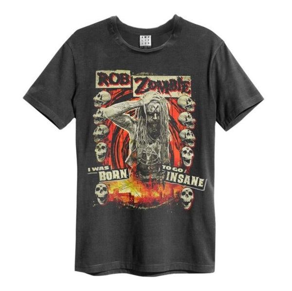 Rob Zombie - Born Insane Amplified Vintage Charcoal T Shirt - punk to funk heaven