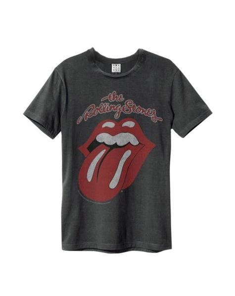 Rolling Stones - Vintage Tongue Amplified Vintage Charcoal Large T Shirt - punk to funk heaven