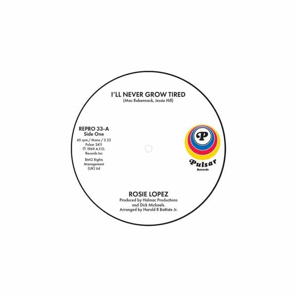 ROSIE LOPEZ I’LL NEVER GROW TIRED / TOO HOT TO HOLD Vinyl 7" - punk to funk heaven