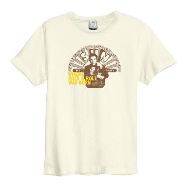 Sun Records & Elvis - Rock & Roll Amplified Vintage White T Shirt - punk to funk heaven