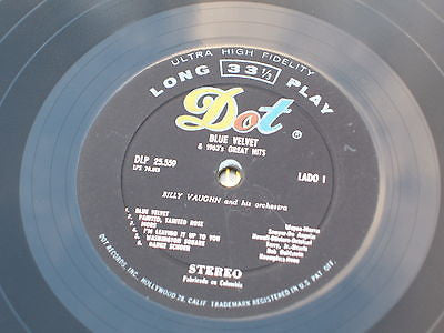 billy vaughn blue velvet  south american / colombian pressing lp dot label