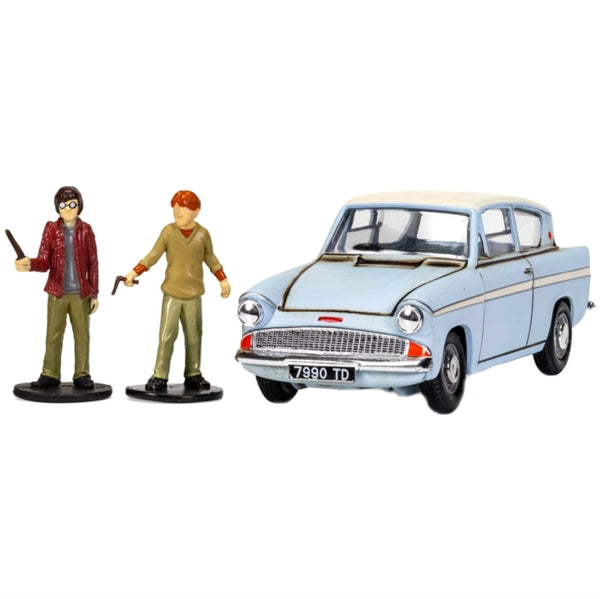 Harry Potter - Enchanted Ford Anglia w/ Harry And Ron Figures Die Cast 1:43 Scale