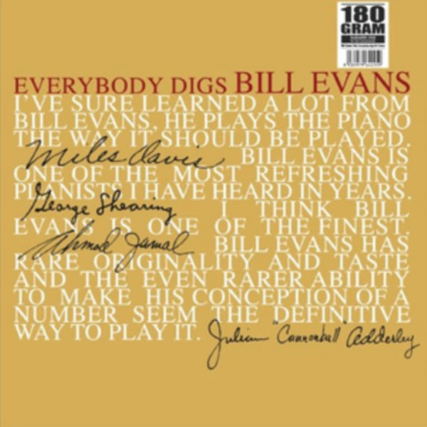 everybody Digs Bill Evans Artist Bill Evans Trio Format:Vinyl / 12" Album Label:Classic Jazz Vinyl Catalogue No:LPVNL12225