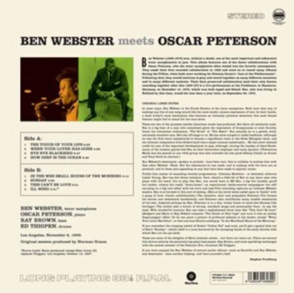 BEN WEBSTER: BEN WEBSTER MEETS OSCAR PETERSON LP vinyl