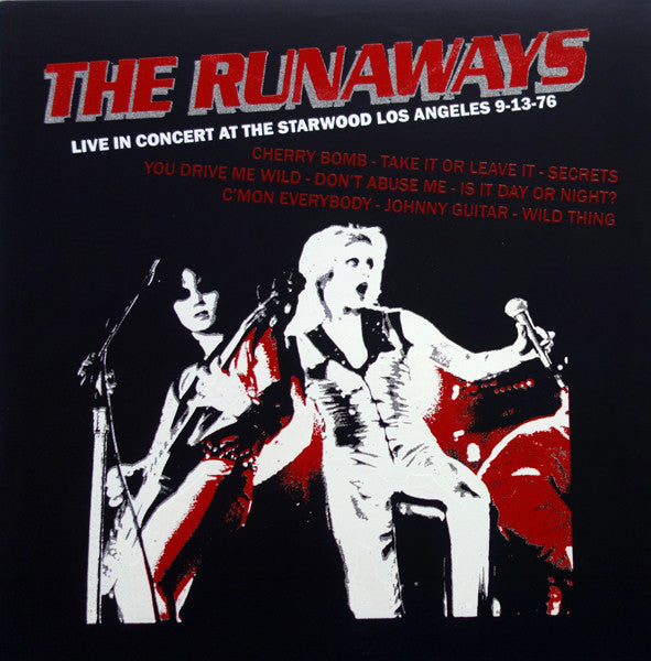 The Runaways ‎– Live in Concert at the Starwood Los Angeles 9-13-76 white vinyl lp