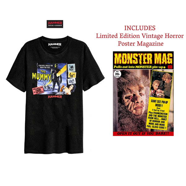 THE MUMMY T SHIRT  + POSTER MAGAZINE  SET by HAMMER HORROR Fan Pack  SIZE LARGE