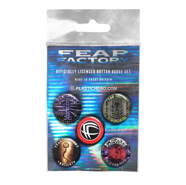 ALBUMS 1992 - 2001 BUTTON BADGE SET by FEAR FACTORY Badge Pack PHBADGE144 - punk to funk heaven