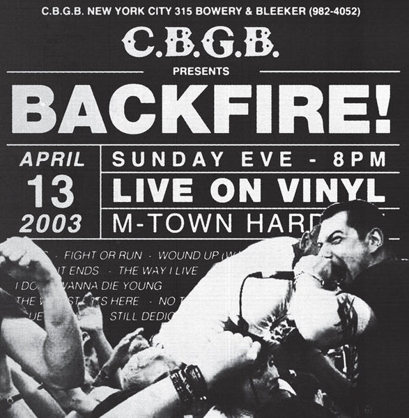 BACKFIRE! LIVE AT CBGB (SPLATTER VINYL) VINYL LP - punk to funk heaven