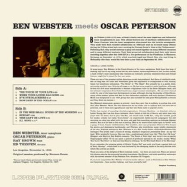 BEN WEBSTER: BEN WEBSTER MEETS OSCAR PETERSON LP vinyl - punk to funk heaven