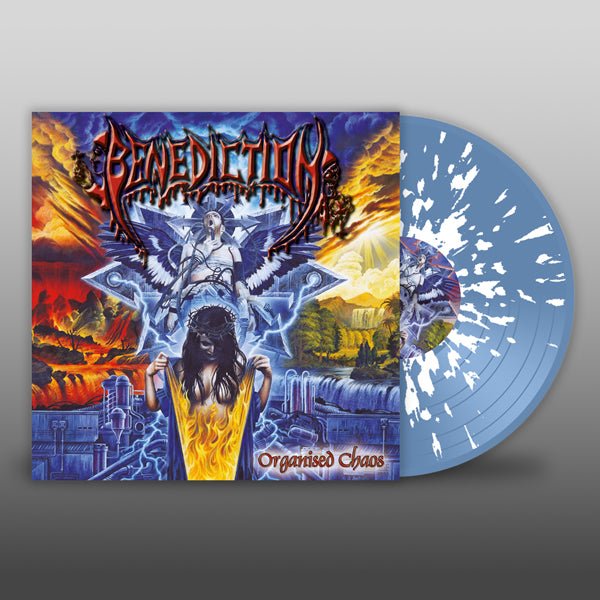 BENEDICTION ORGANISED CHAOS (LIGHT BLUE/WHITE SPLATTER VINYL) VINYL DOUBLE ALBUM - punk to funk heaven