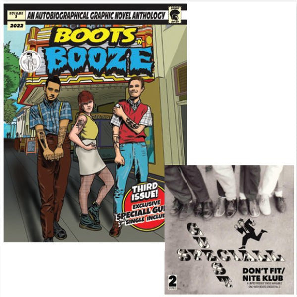 BOOTS - N - BOOZE COMIC WITH THE SPECIAL GUEST 7" BOOK - punk to funk heaven