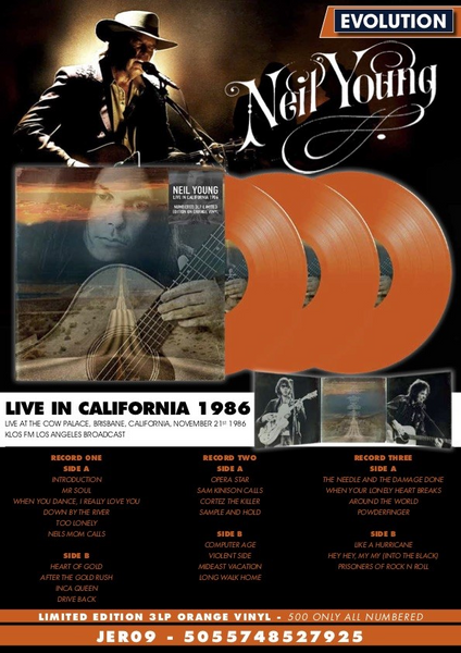 NEIL YOUNG  Live In California 1986 (Orange Vinyl) 3 x lp ltd numbered JER09